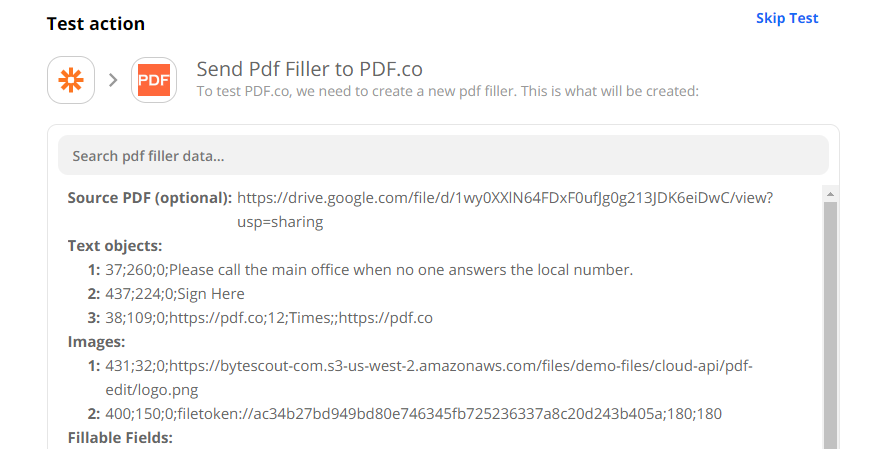 Send PDF Filler Test