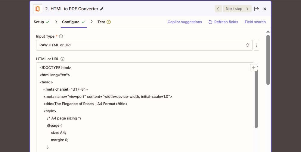 Paste your HTML