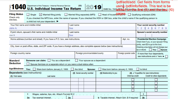 Filled 1040-T Form Output