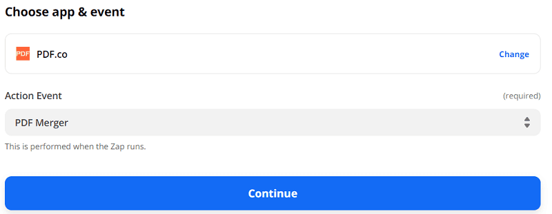 Select an action event