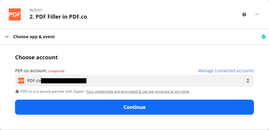 Choosing a PDF.co account to be used