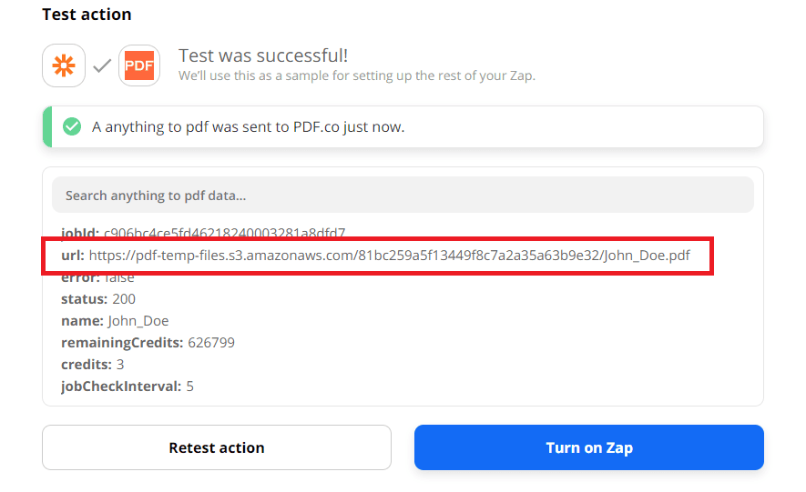 PDF.co Generated A PDF From JotForm Submission