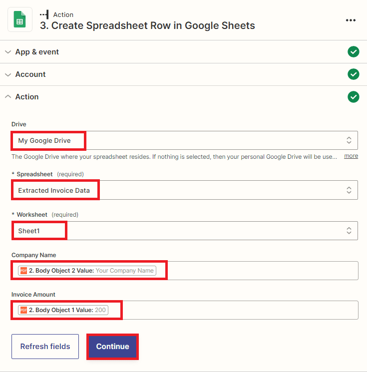 Configure Google Sheets Settings