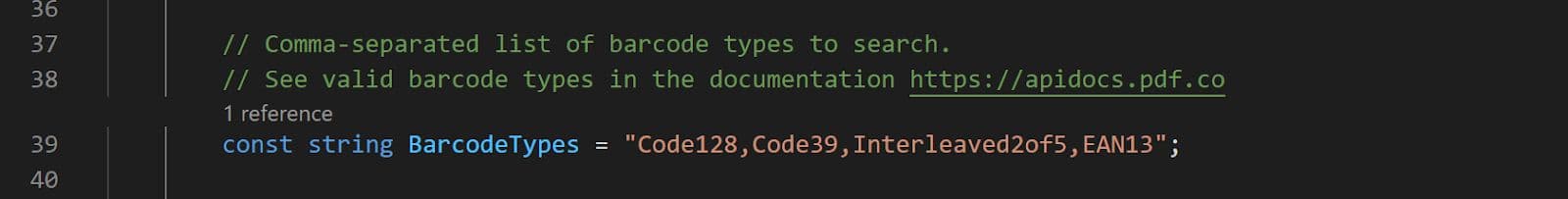 Specify Barcode Type