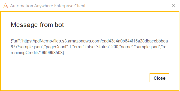 Screenshot of Message from bot