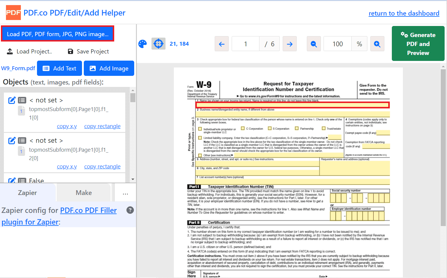 Filling PDF Form