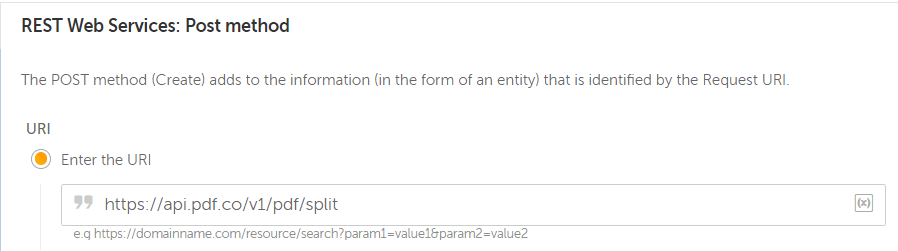 Entering the URI in Automation Anywhere