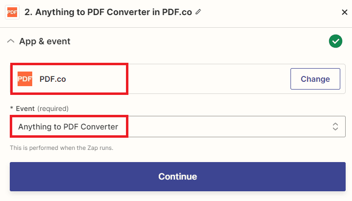 Zapier - PDF.co - Choose Action Event_v2