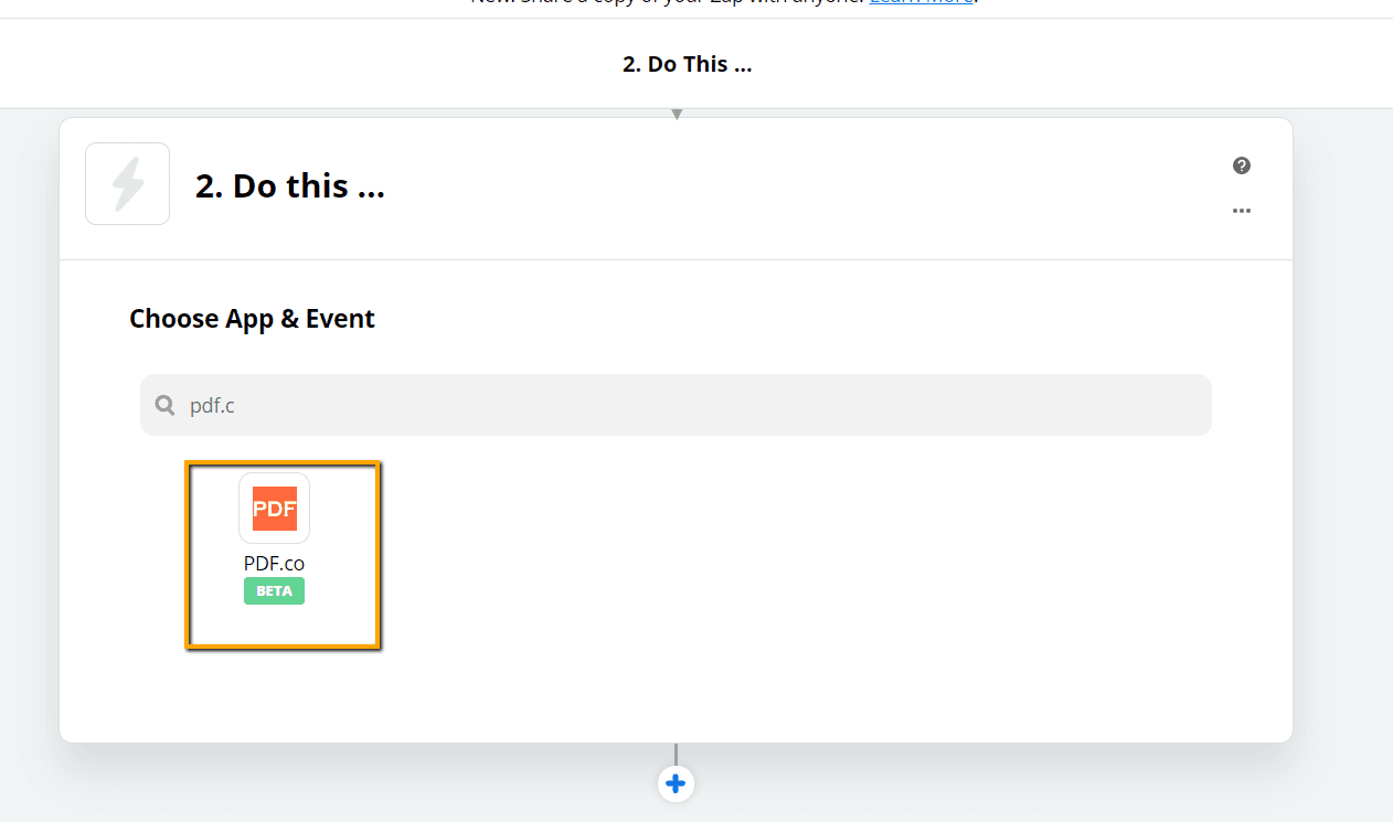 Choose App & Event For PDF.co