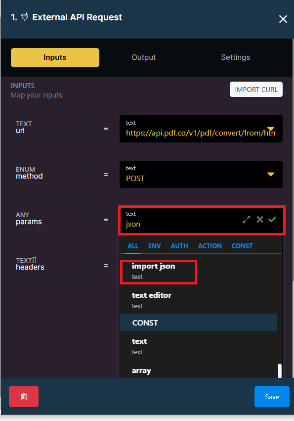 Import JSON