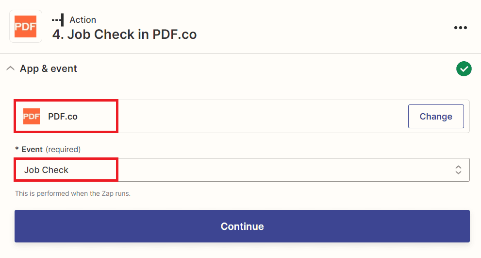 Zapier PDF.co - Job Check