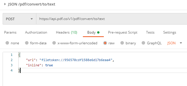 Screenshot of the JSON code