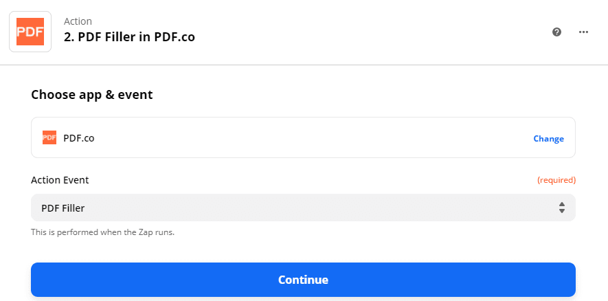 Use PDF.co PDF Filler As Action Event