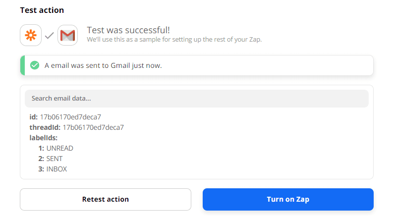 Gmail Email Sent Successfully