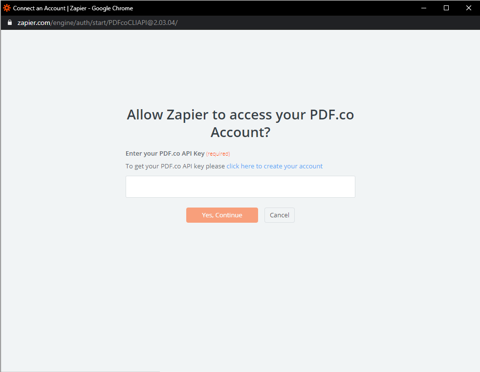 Select or connect your PDF.co account to Zapier