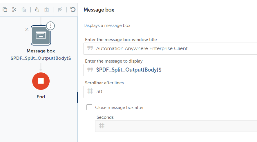 Configure the message box
