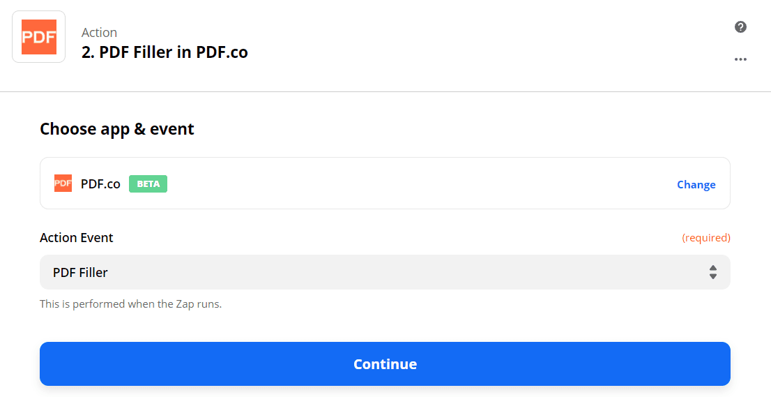 Set PDF Filler As The Action Event