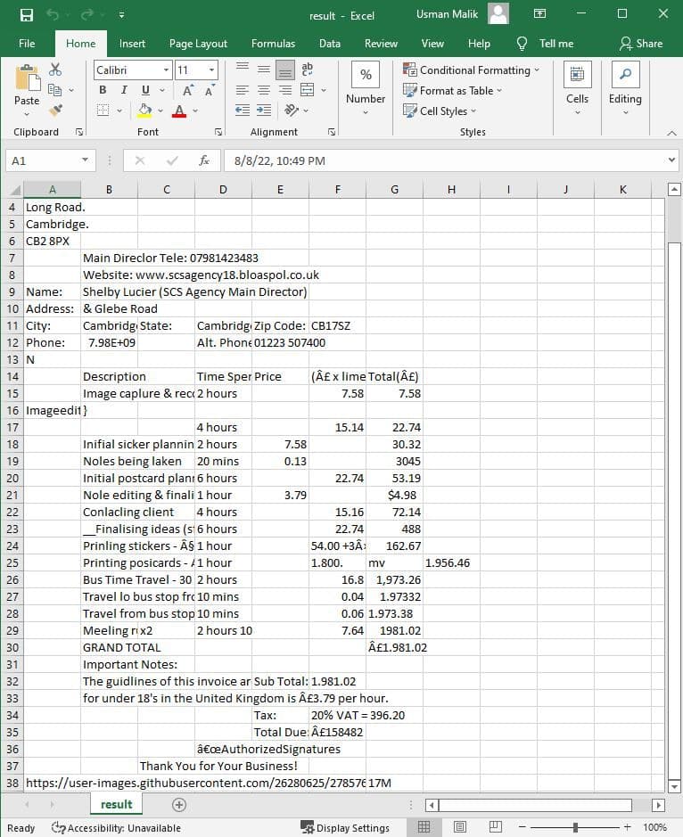 Output CSV File