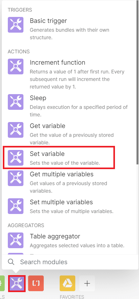 Add Set Variable Tool