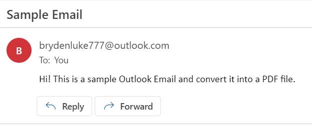 Sample Outlook Email