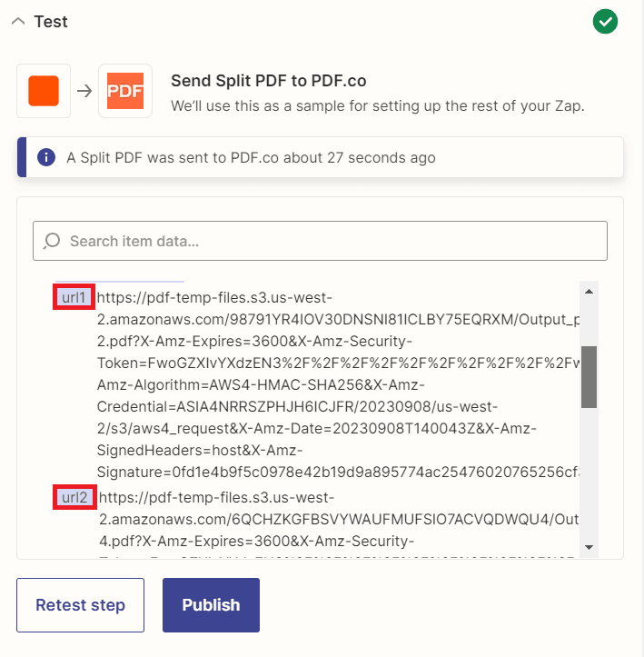 Zapier - PDF.co output