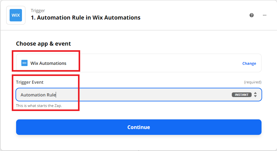 Wix Automations App and Automation Rule