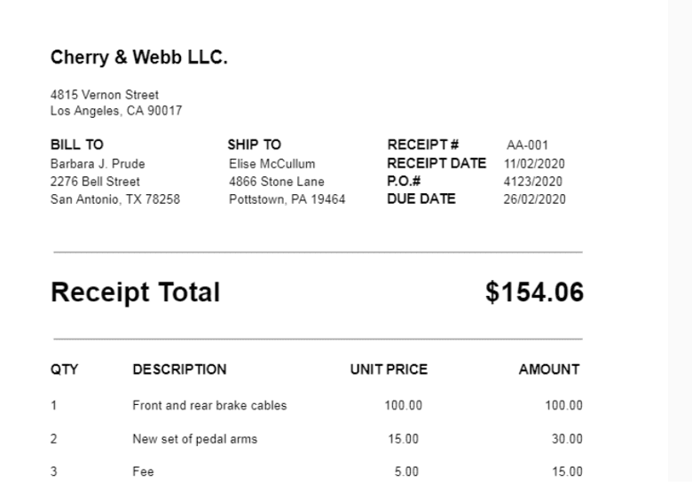 Sample PDF Receipt