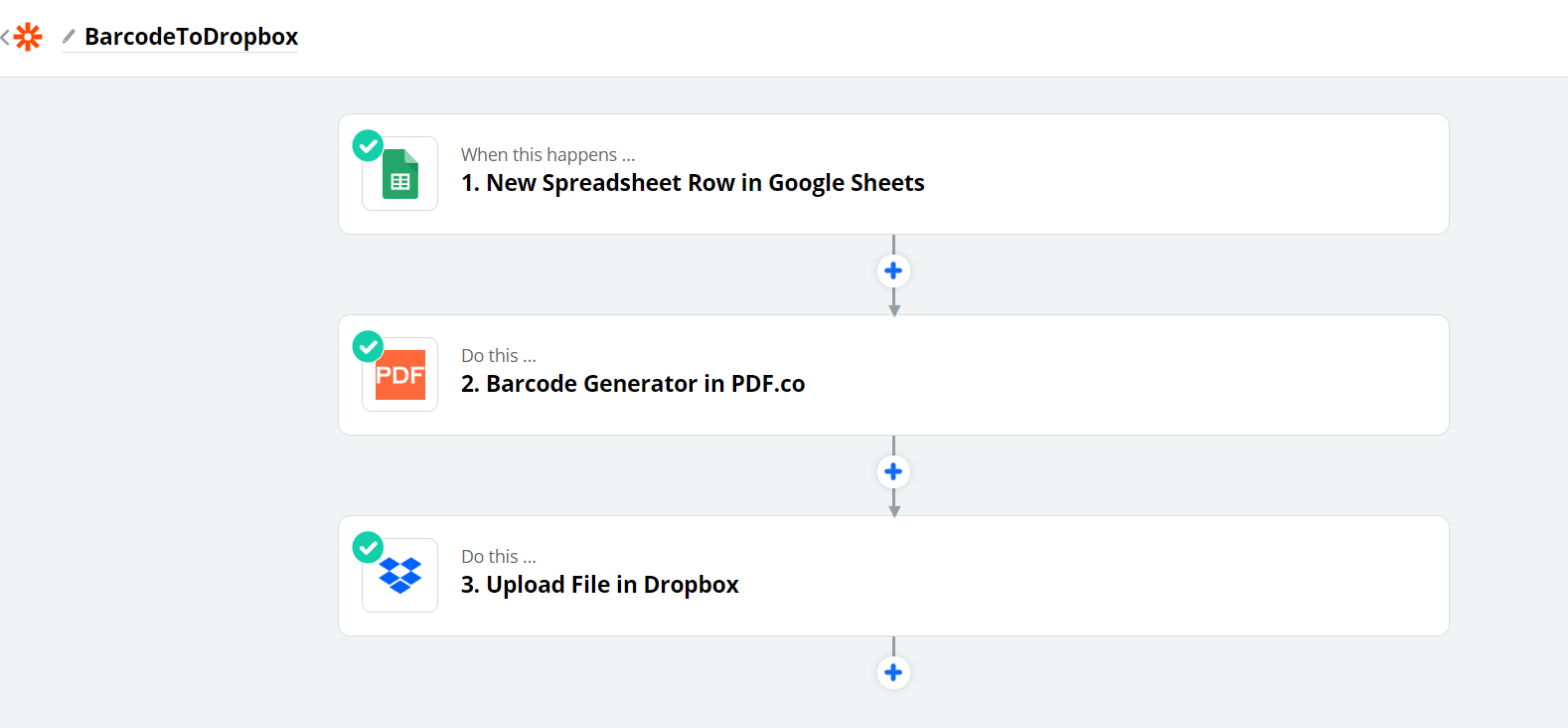 Overview From Spreadsheet, Barcode Generation, and Dropbox Storage