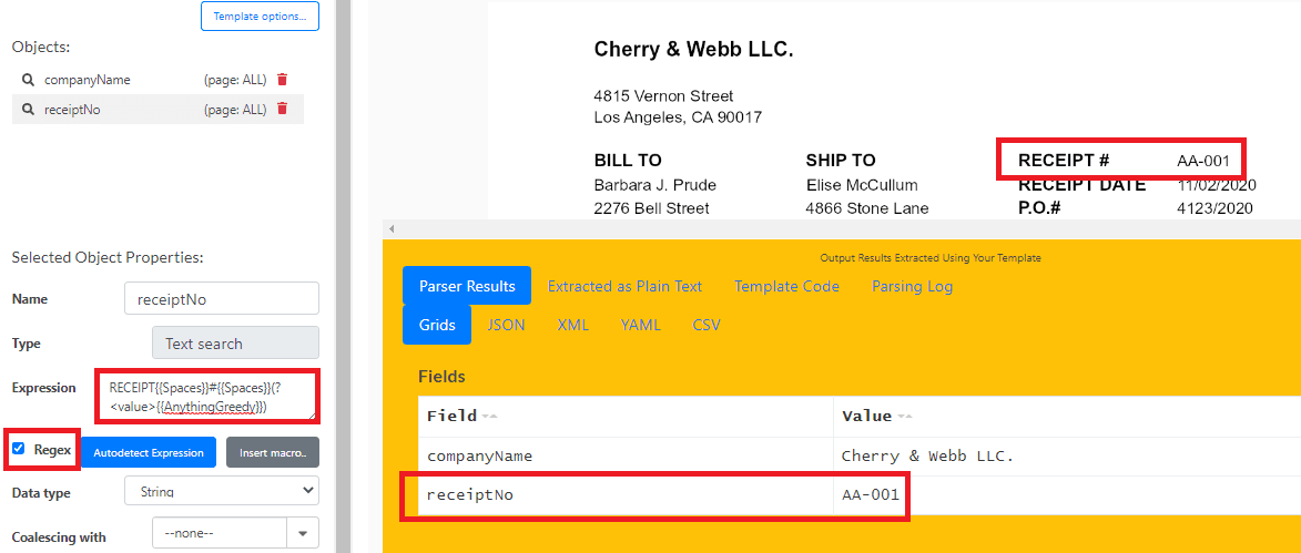 Parse Receipt Number