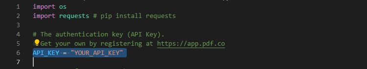 Enter PDF.co API Key