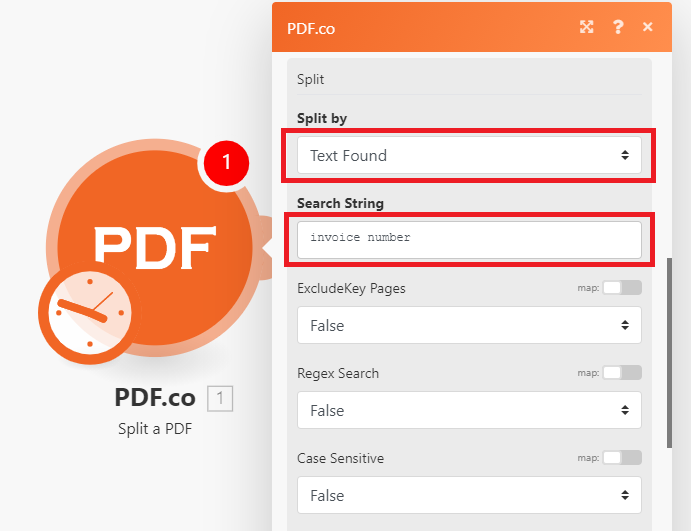 Configuring the PDF.co Split PDF Module
