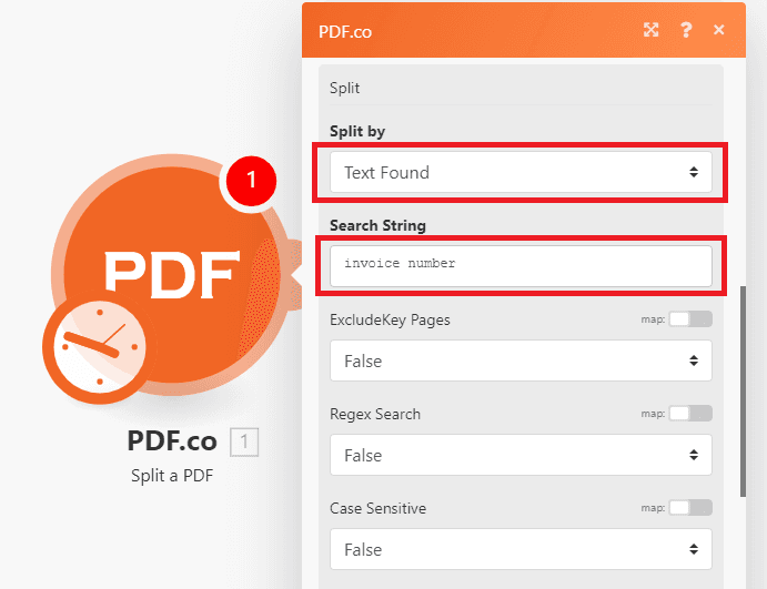 Configuring the PDF.co Split PDF Module