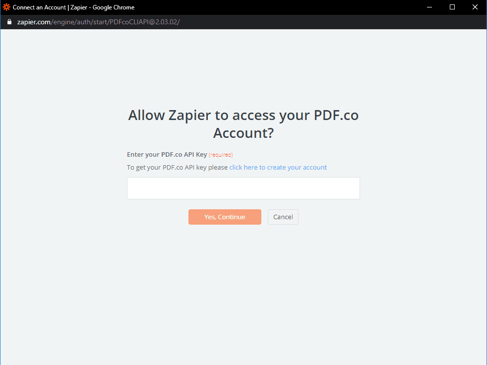 Connecting PDF.co account to Zapier