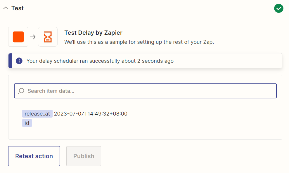 Zapier - Delay test result