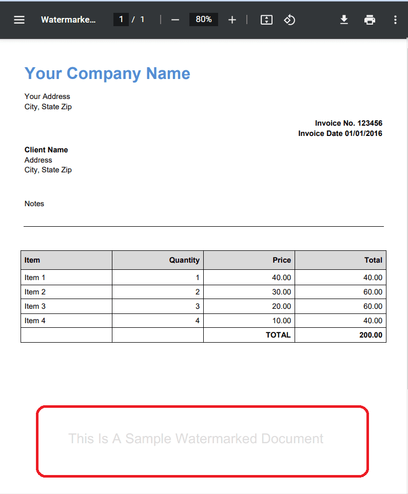 Watermarked PDF Document